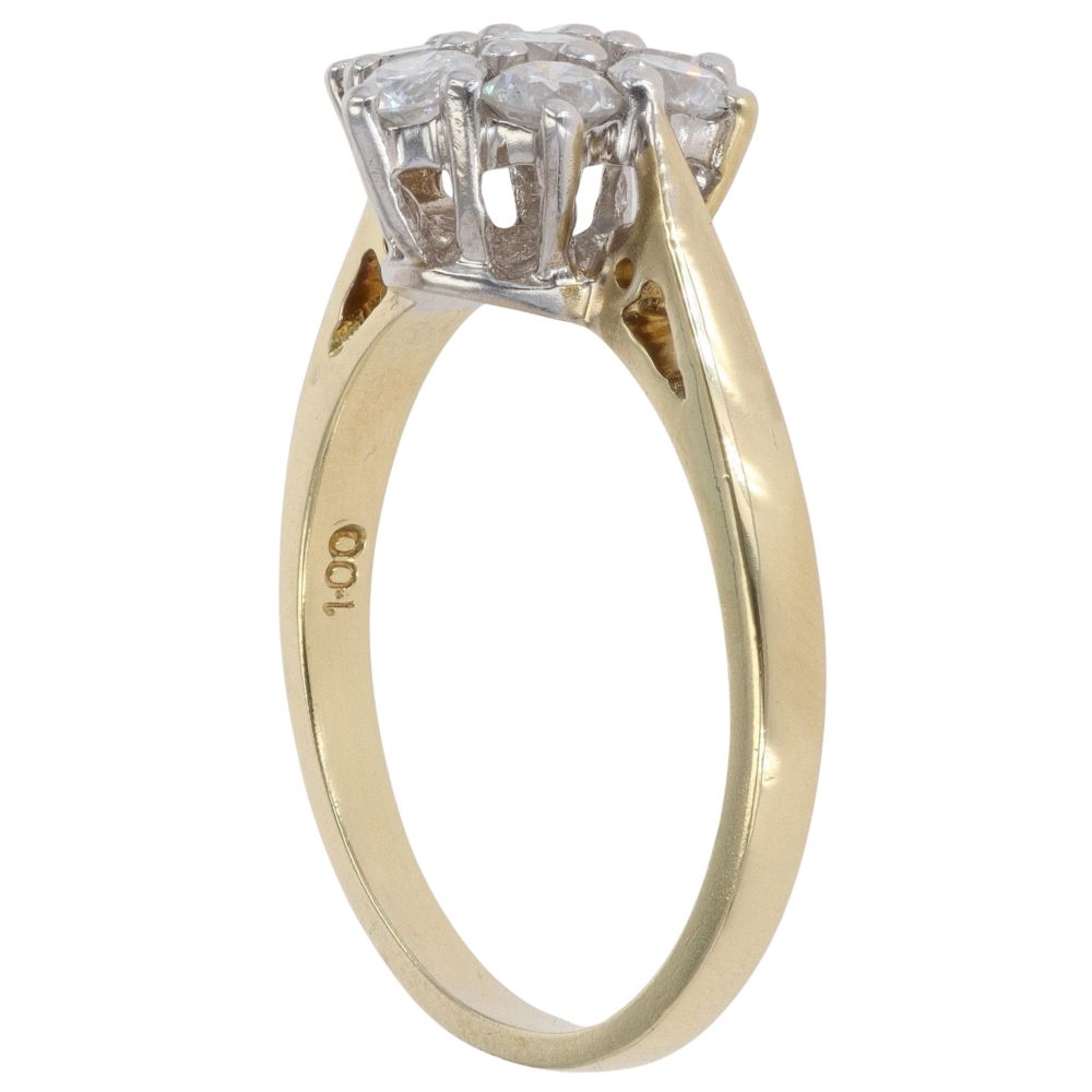 18ct Yellow Gold 1.00ct Diamond Cluster Ring