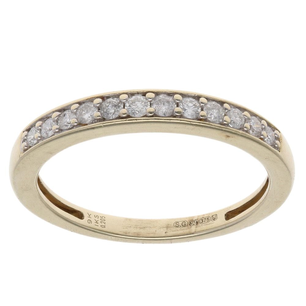 9ct Yellow Gold 0.20ct Brilliant Cut Diamond Half Eternity Ring