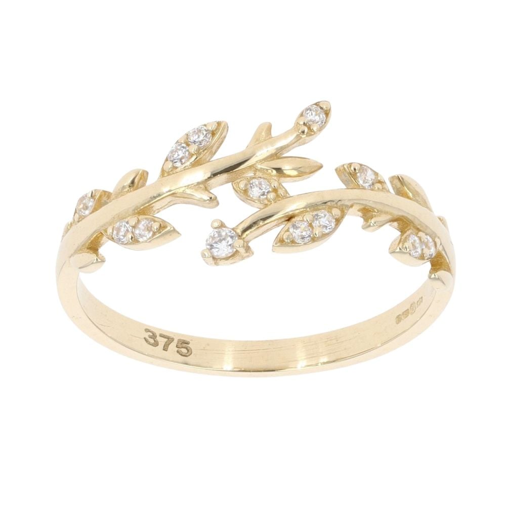 9ct Yellow Gold Cubic Zirconia Vine Twist Ring