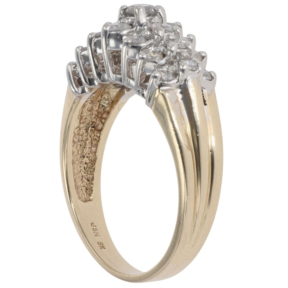 9ct Yellow Gold 1.00ct Brilliant Cut Diamond Cluster Ring