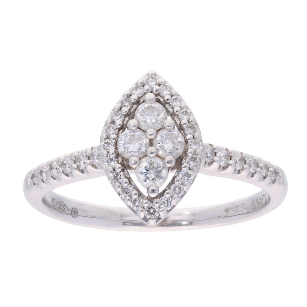 9ct White Gold 0.34ct Diamond Cluster Ring