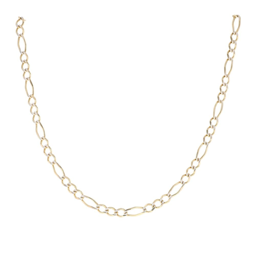 14ct Yellow And White Gold Figaro Chain 22"
