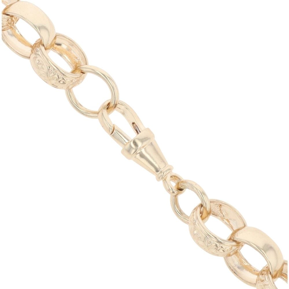 9ct Yellow Gold Patterned and Plain Belcher Chain 28"
