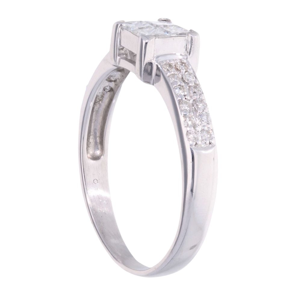 18ct White Gold 0.55ct Princess Cut Diamond Cluster Ring
