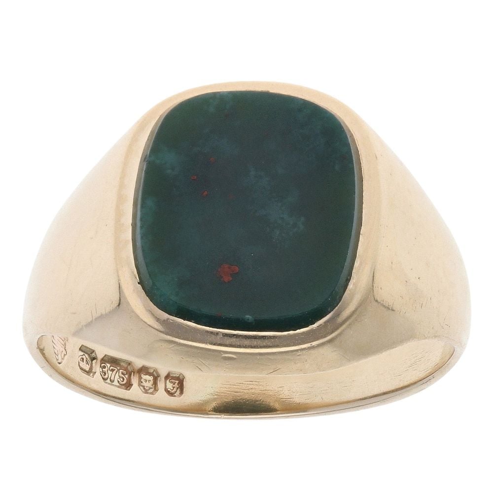 9ct Yellow Gold Bloodstone Square Signet Ring