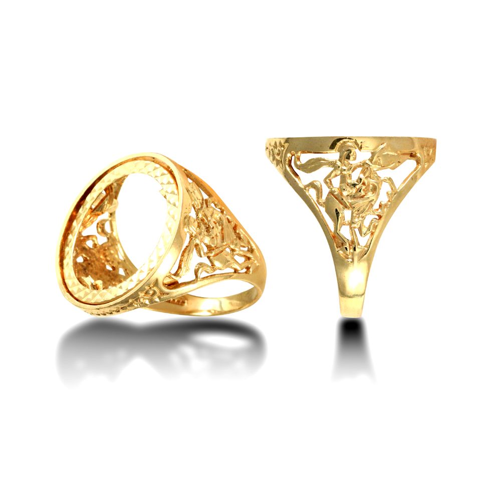 9ct Yellow Gold St George Half Sovereign Ring Mount RAMSJRN175-H ...
