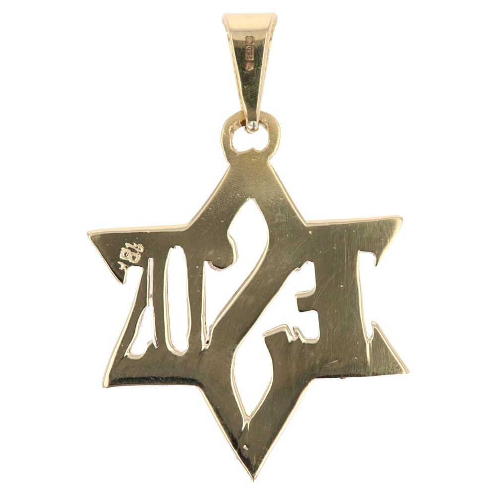 18ct Yellow Gold Jesus Star of David 0.15ct Diamond Pendant