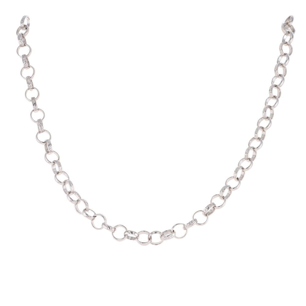 Silver Patterned And Plain Belcher Chain 20" By Icesia