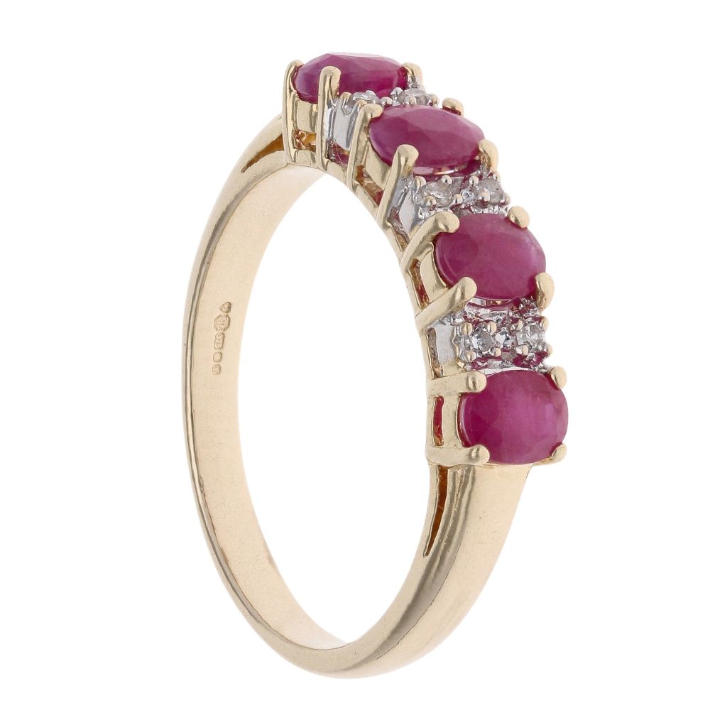 9ct Yellow Gold Ruby and 0.05ct Diamond Ring RAMS191344847005 ...