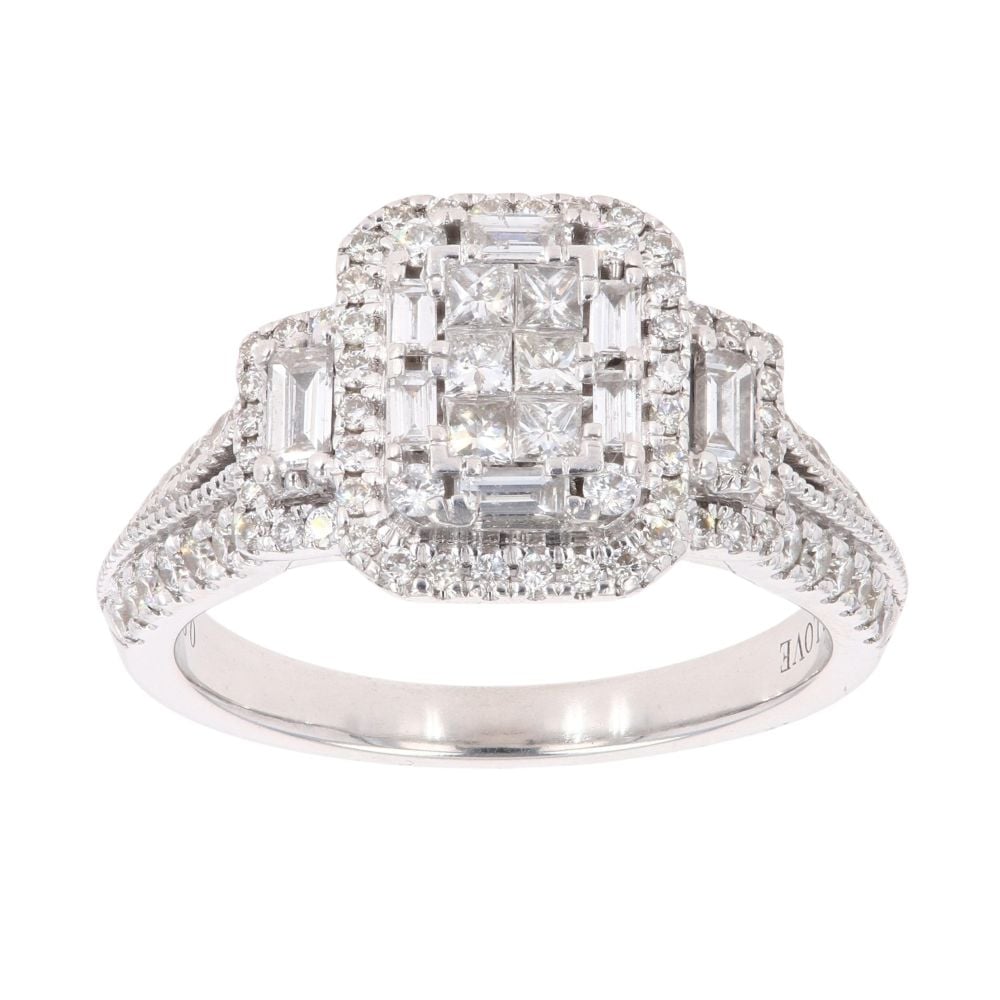 Vera Wang 18ct White Gold 0.95ct Princess Baguette and Brilliant