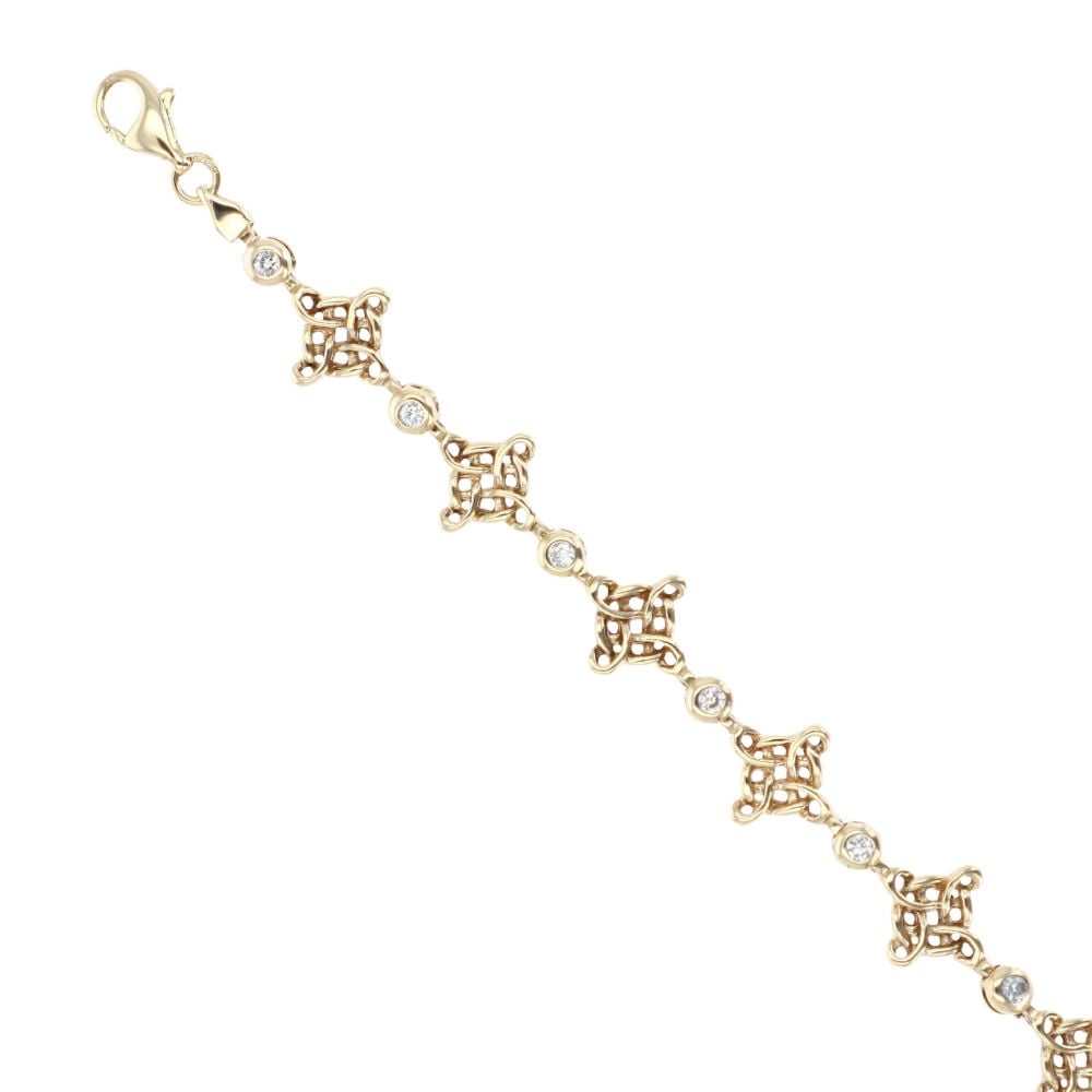 9ct Yellow Gold Cubic Zirconia Celtic Bracelet 7.5"