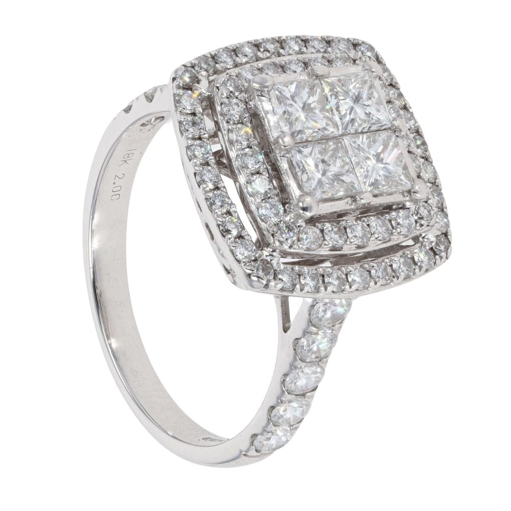 18ct White Gold 2.00ct Diamond Cluster Ring