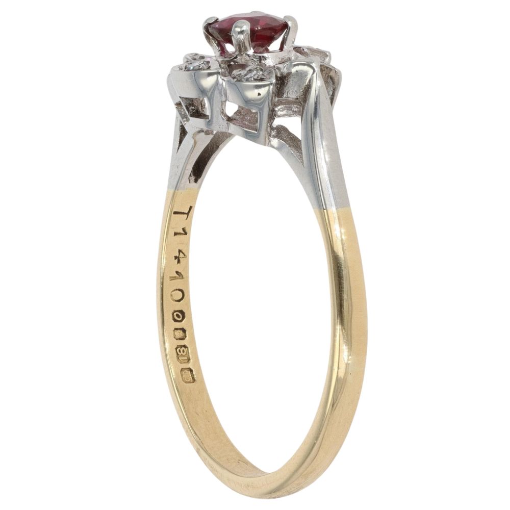 18ct Yellow Gold 0.05ct Diamond and Ruby Cluster Ring