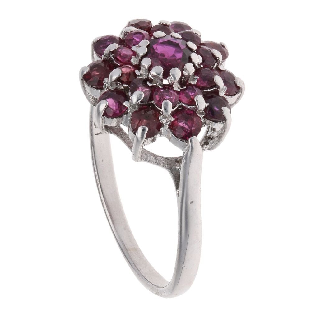 9ct White Gold Ruby Cluster Ring