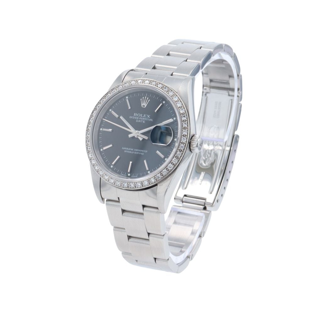 Rolex Custom Oyster Perpetual Date Pre Owned Watch Ref 15200