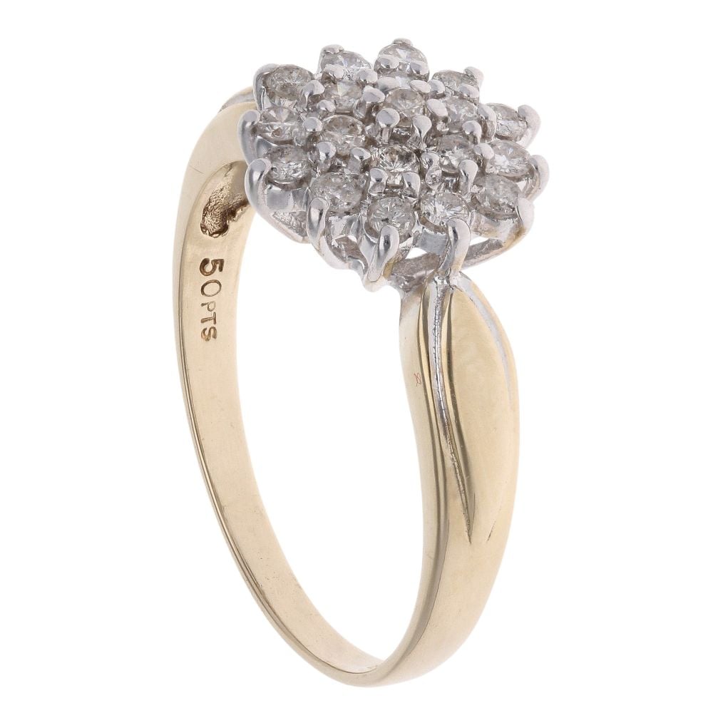 9ct Yellow Gold 0.50ct Brilliant Cut Diamond Cluster Ring