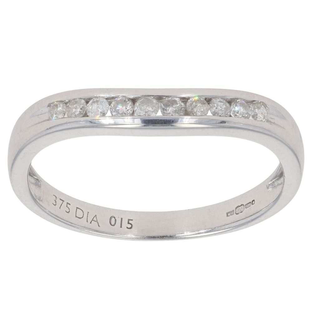 9ct White Gold 0.20ct Diamond Wishbone Ring