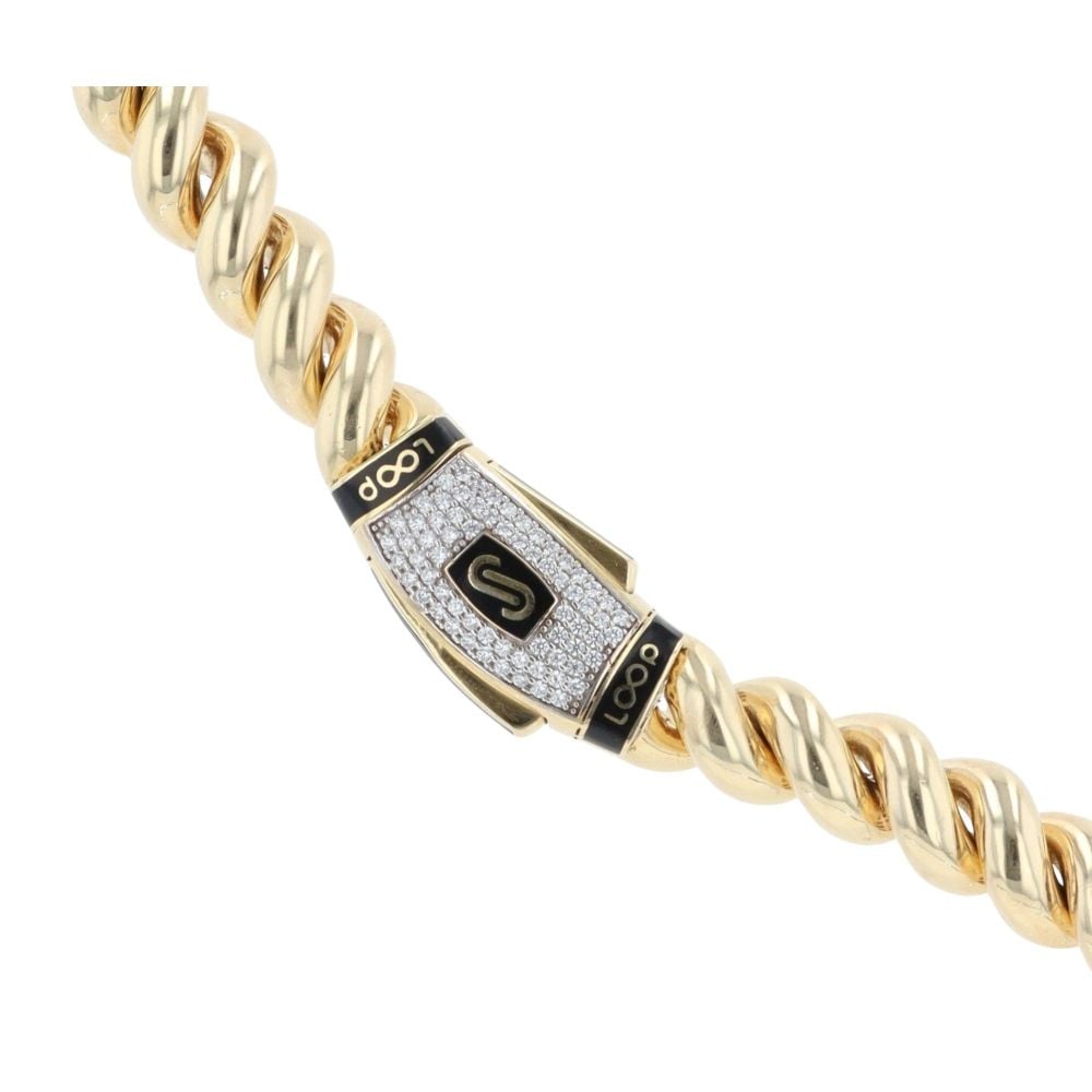 14ct Yellow Gold Monaco Loop Plain Pave Lock Chain 18"