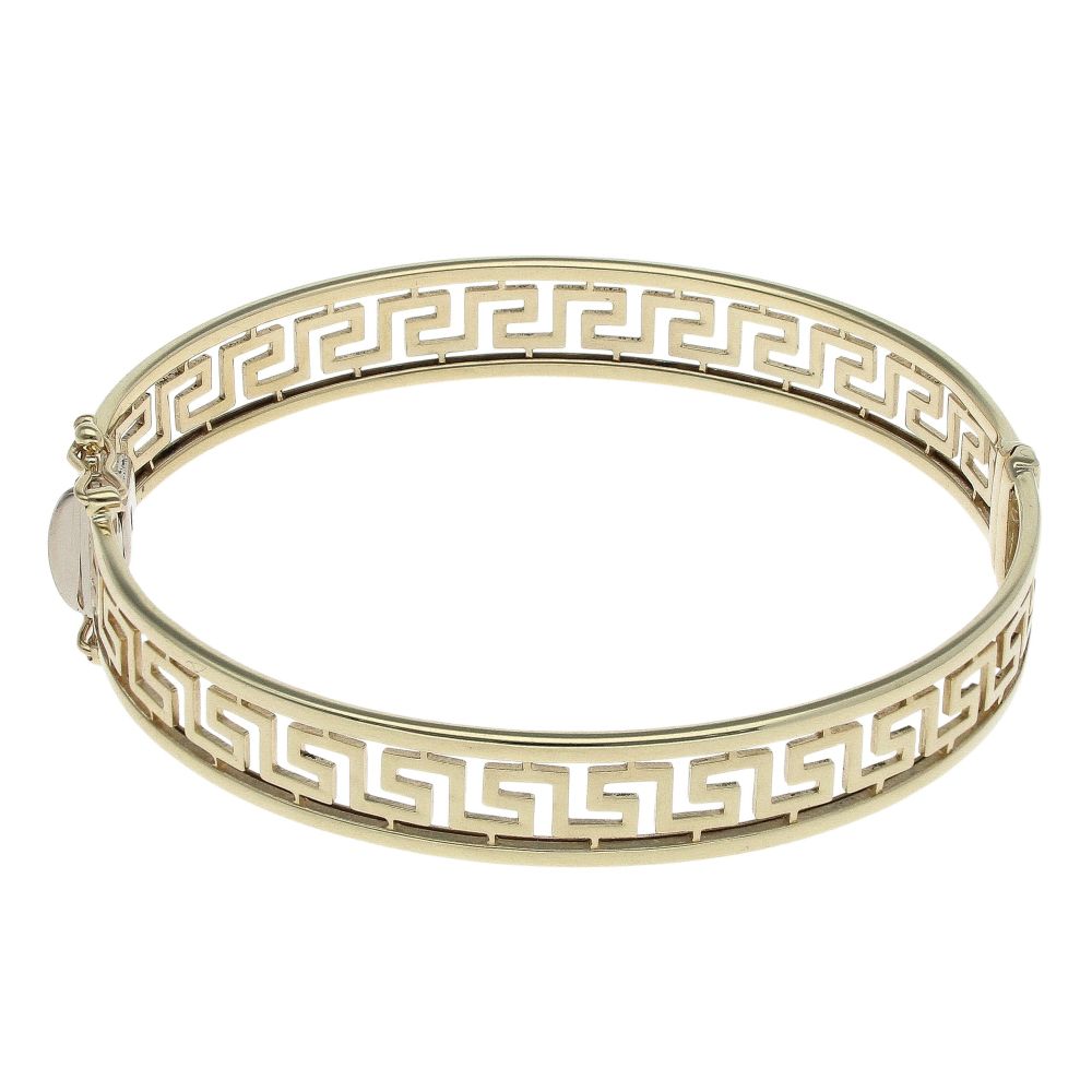 9ct Yellow Gold Greek Key Hinged Bangle RAMS918348170001 | Ramsdens ...