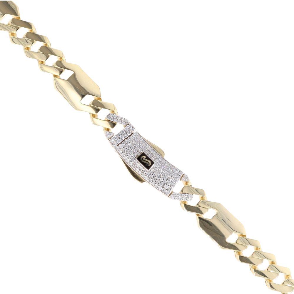 14ct Yellow Gold Monaco Luxe Pave Lock Chain 20