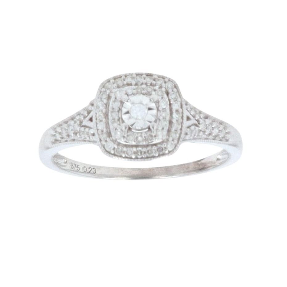 0.50ct Diamond Cluster Engagement Ring In 9ct White Gold main image 1
