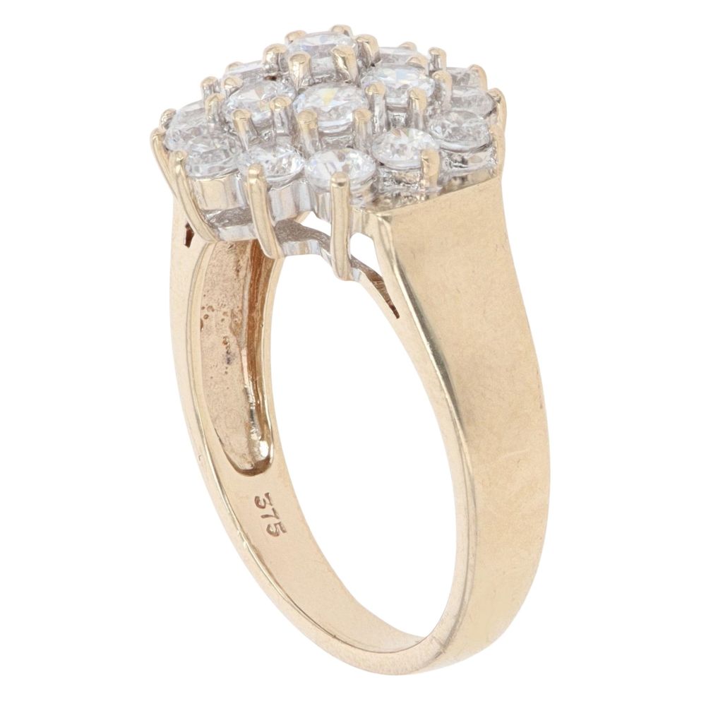 9ct Yellow Gold Cubic Zirconia Cluster Ring