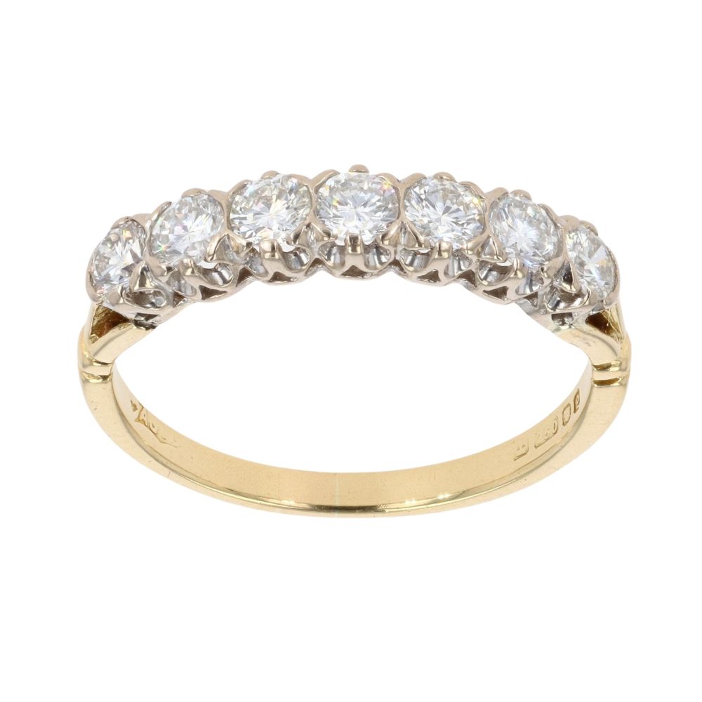 18ct Yellow Gold 0.85ct Brilliant Cut Diamond Half Eternity Ring ...