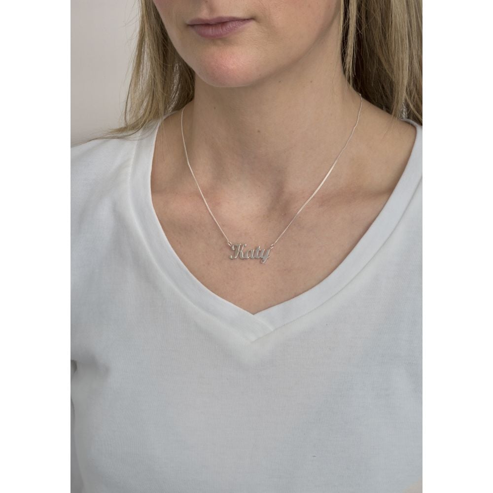 Sterling Silver Personalised Script Name Necklace