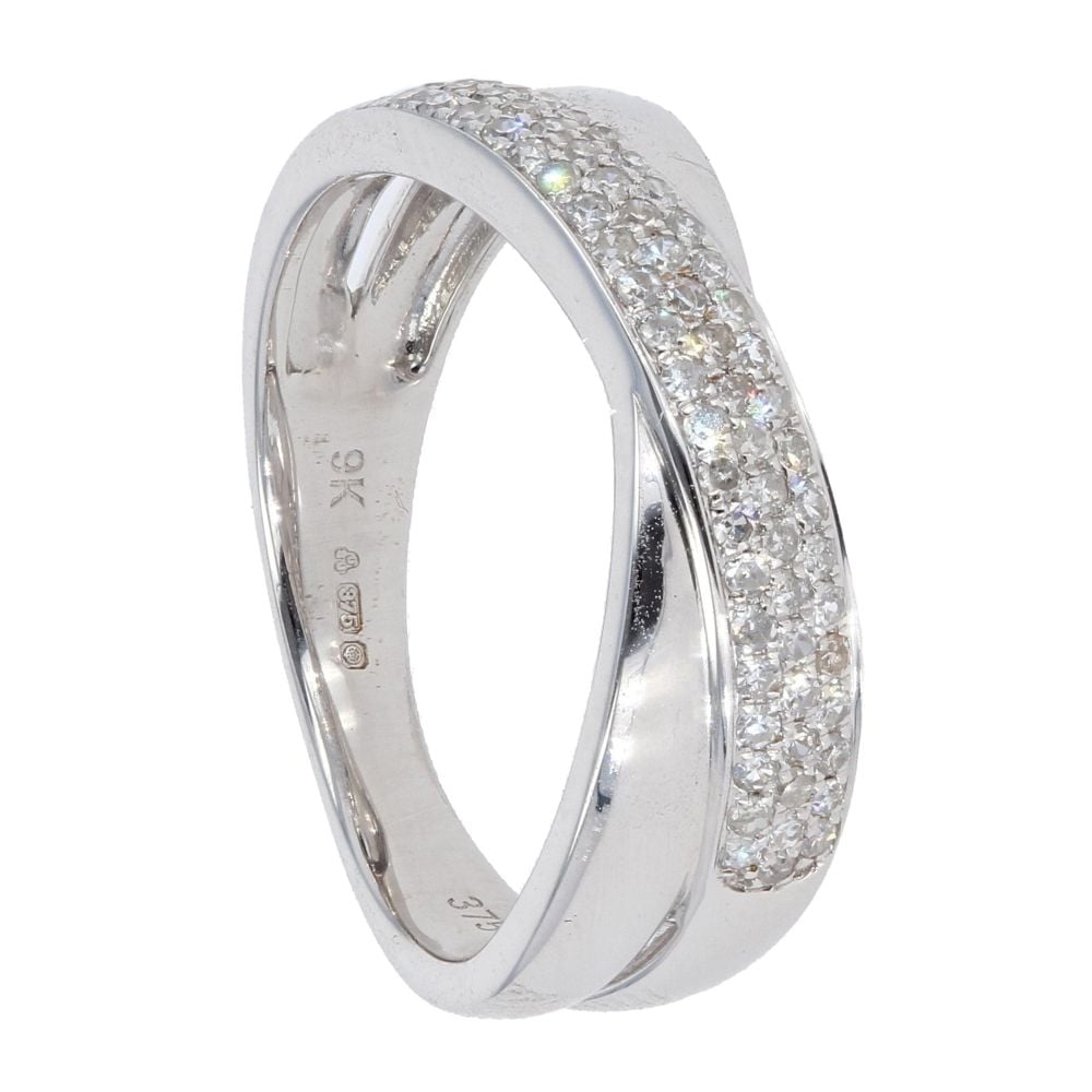9ct White Gold 0.29cts Diamond Crossover Ring by Anya Belle