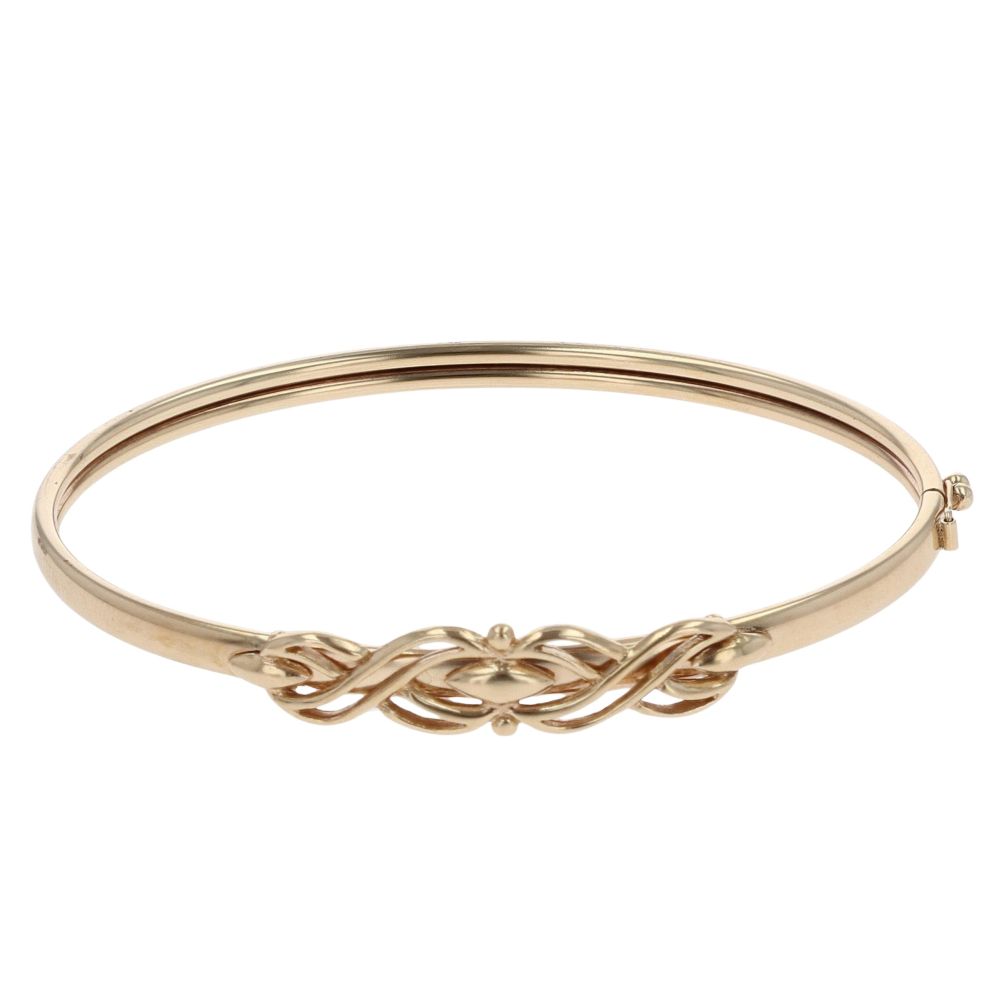 9ct Yellow Gold Patterned Crossover Bangle