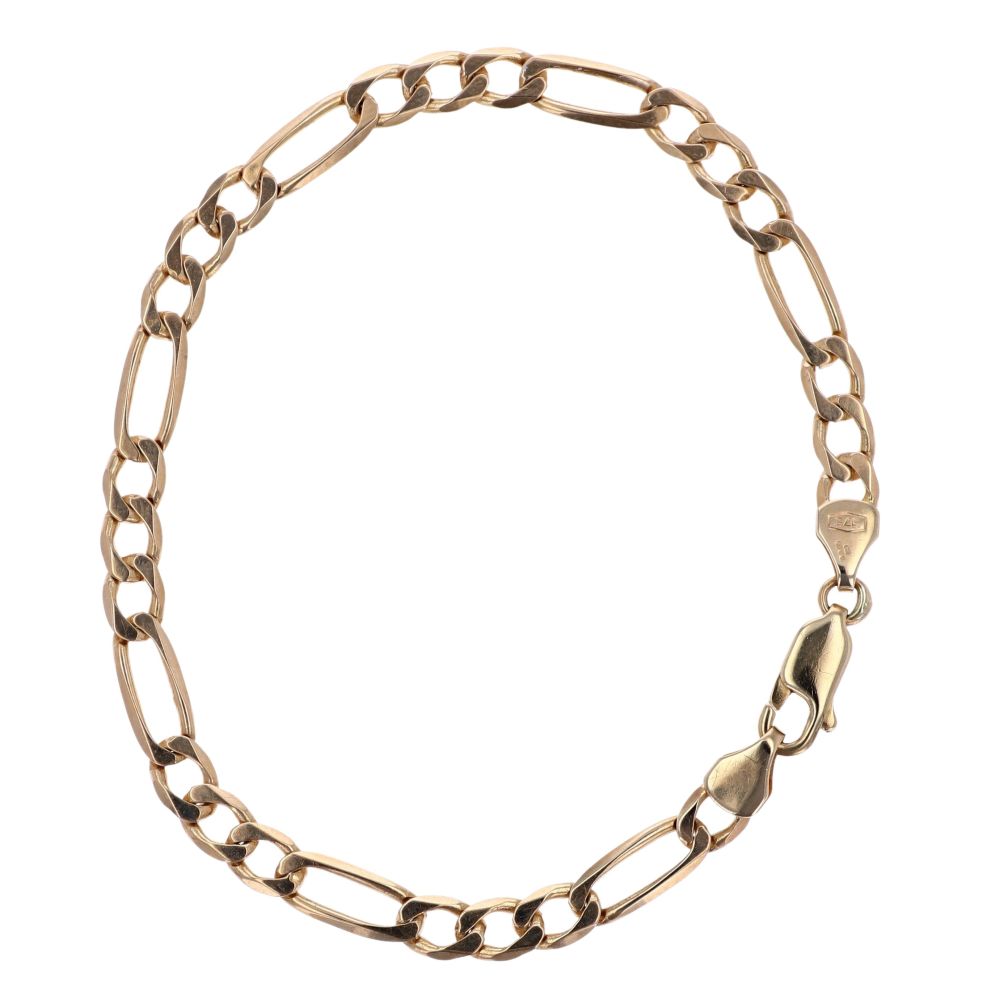 9ct Yellow Gold Figaro Bracelet 7" Ramsdens Jewellery
