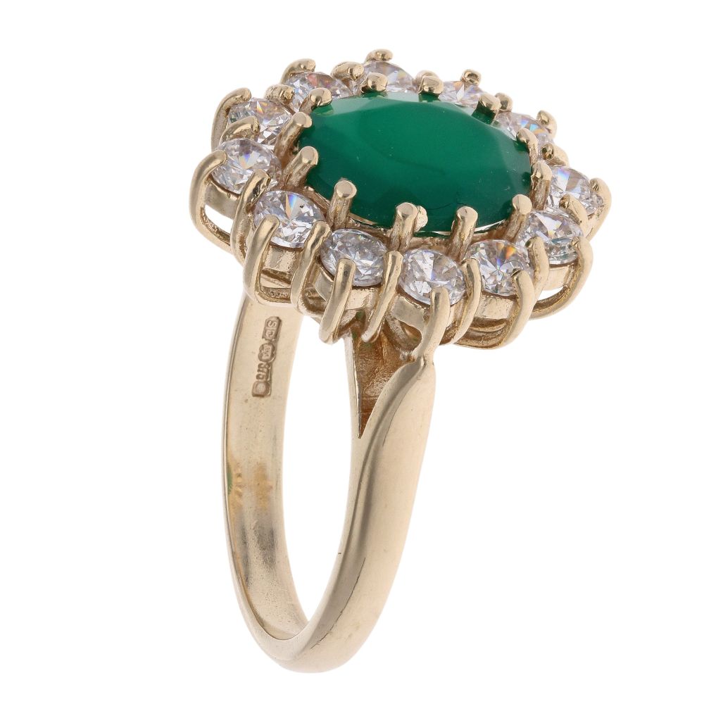 9ct Yellow Gold Cubic Zirconia And Chalcedony Cluster Ring