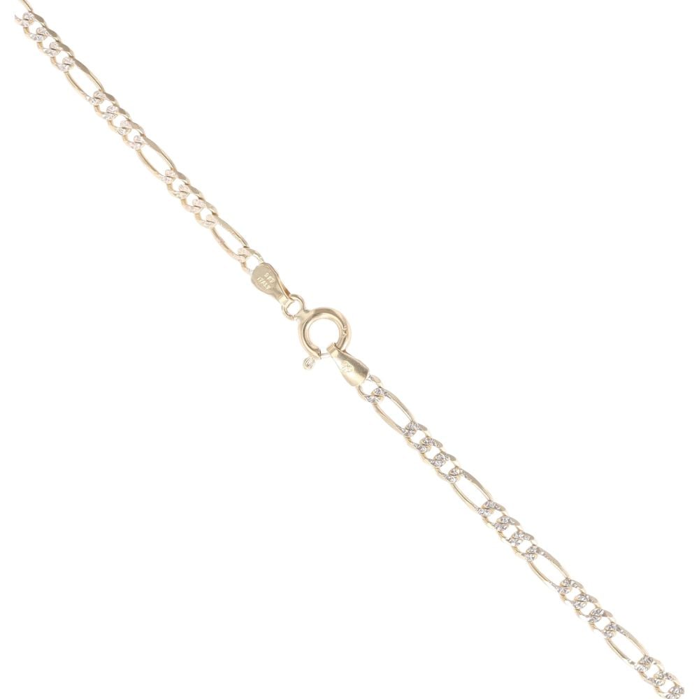 9ct Yellow and White Gold Diamond Cut Figaro Chain 20"
