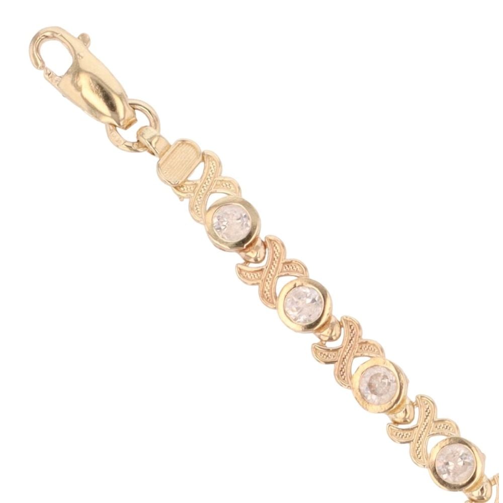 9ct Yellow Gold Cubic Zirconia Bracelet 8.5"