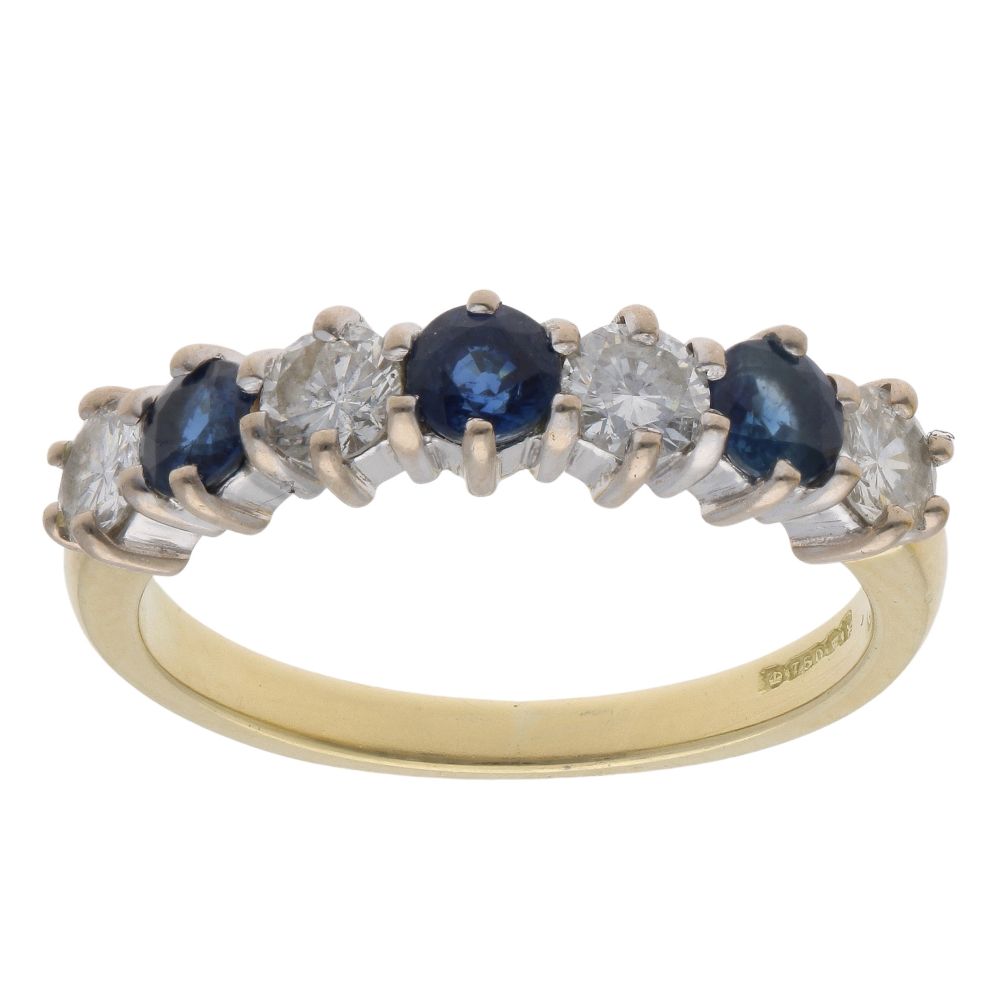 18ct Yellow Gold 0.60ct Diamond And Sapphire Half Eternity Ring ...