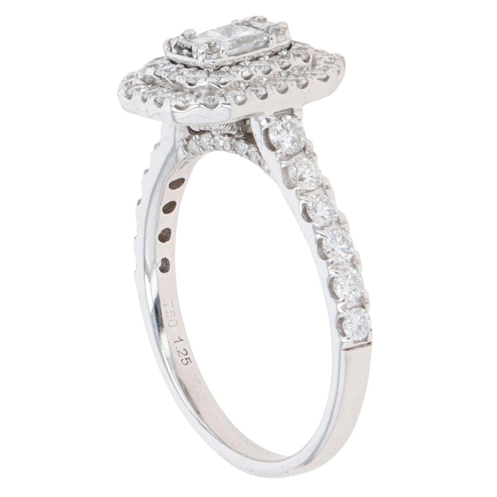 18ct White Gold 1.25ct Princess, Baguette And Brilliant Cut Diamond Cluster Ring